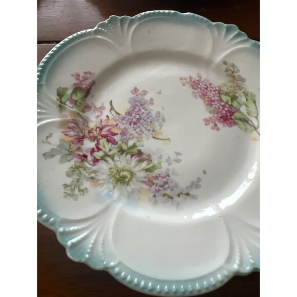 9 Antique Floral Porcelain Plates Pink Green Blue Bread/Butter Dessert Cake - Picture 3 of 8